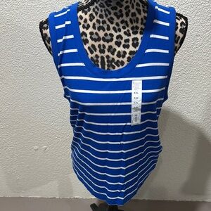 NWT - Nine West Blue and White Striped Tank Top